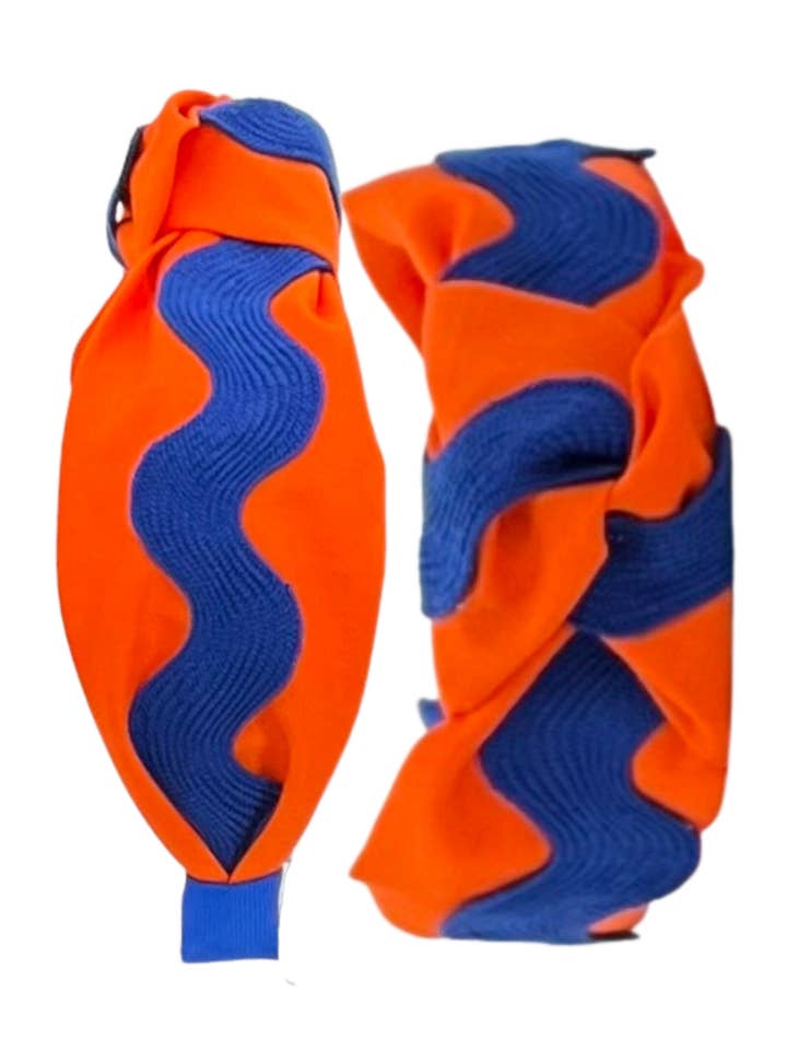 Royal Blue Ric Rac on Orange for wholesale by Pretty Happies