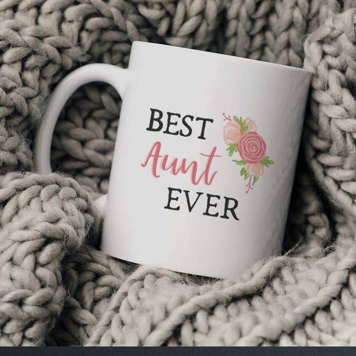 Best Aunt Ever Mug, Floral Coffee Cup, Flower Mug Gift for wholesale by Canary Road