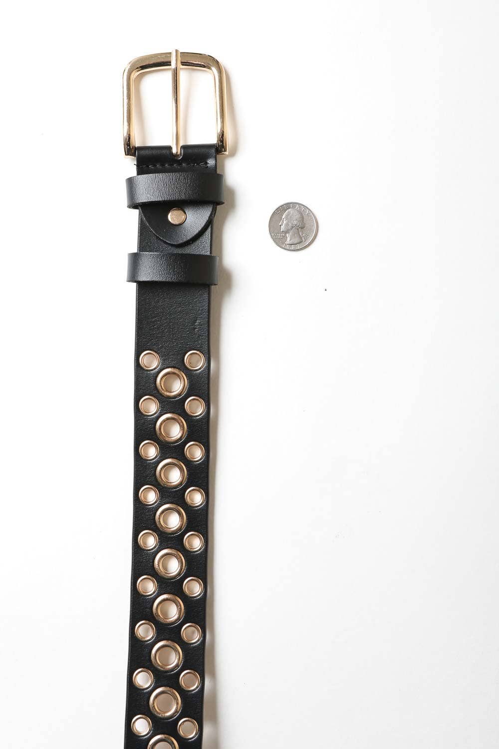 Leto Accessories – wholesale Belt – Women's – Gold Multi Eyelet Buckle Belt2