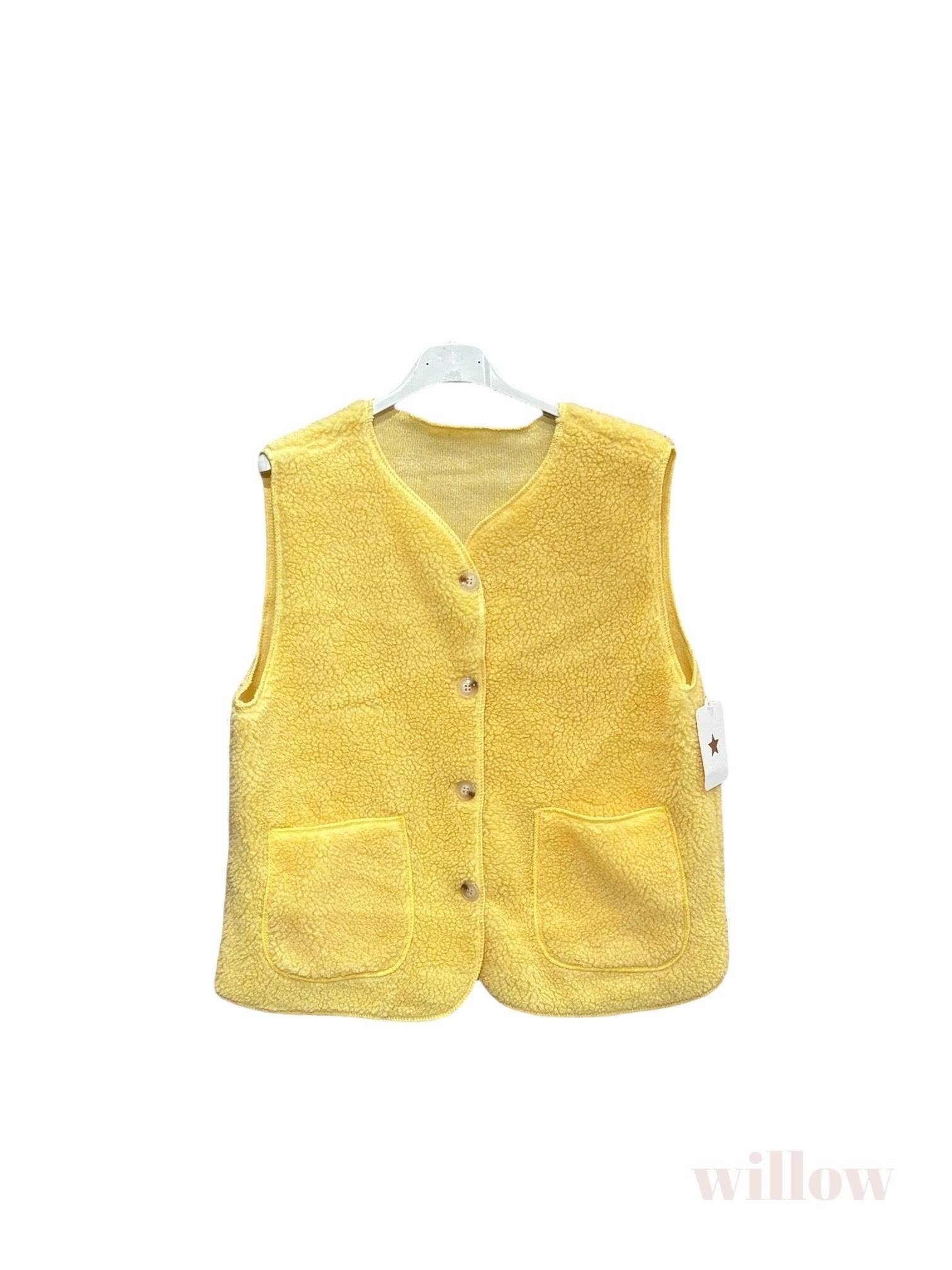 Moonsun - Venta al por mayor Chaleco de abrigo - Mujer - Chaleco sin mangas de piel de oveja con botones4