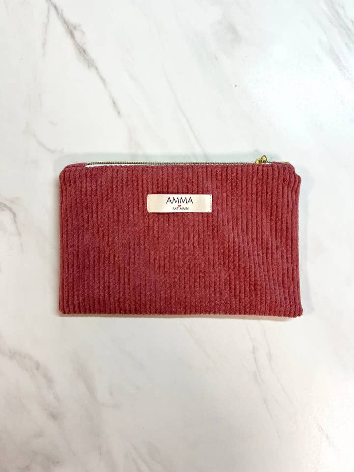 Mini etui van ribfluweel in frambozenroze voor wholesale door AMMA