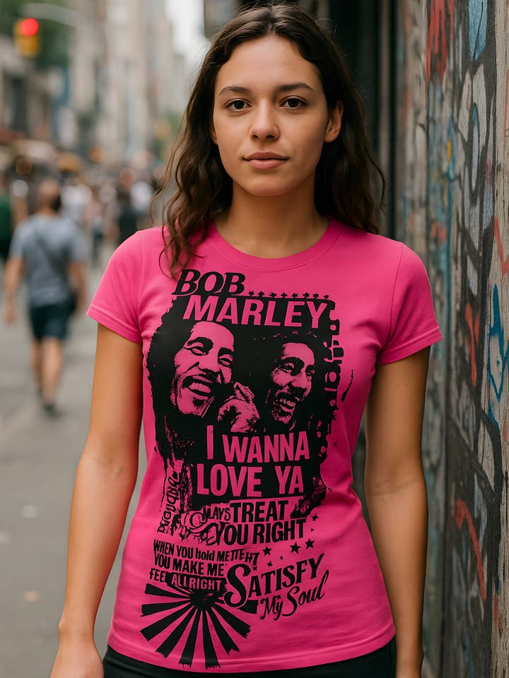 Official Store - Wholesale T-shirt met print - Dames - Bob Marley - Wanna Love Ya Dames Junior T-shirt3