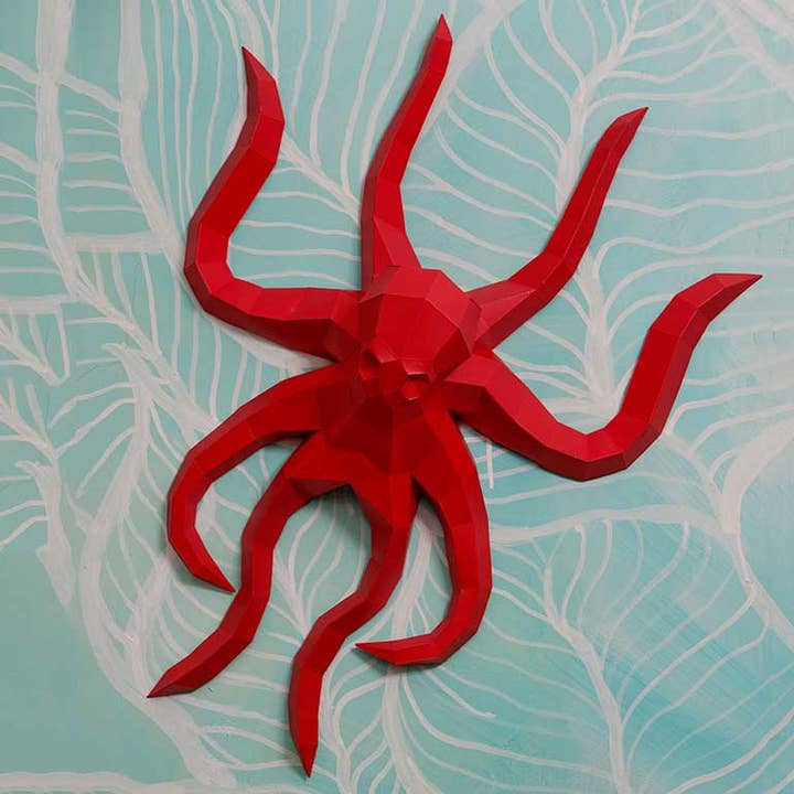 PAPERCRAFT WORLD - Wholesale Wall Accent - Octopus PaperCraft Origami Wall Art, 3D Wall Art