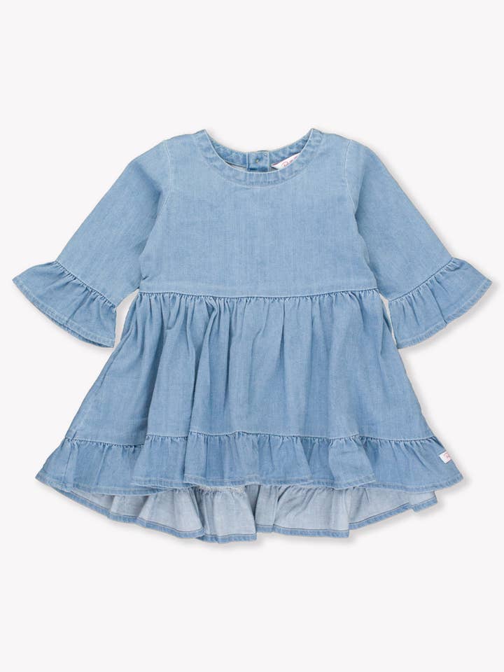 Blue Girls Light Wash Denim Stretch Denim High Low Ruffle Tunic
for wholesale on Faire2