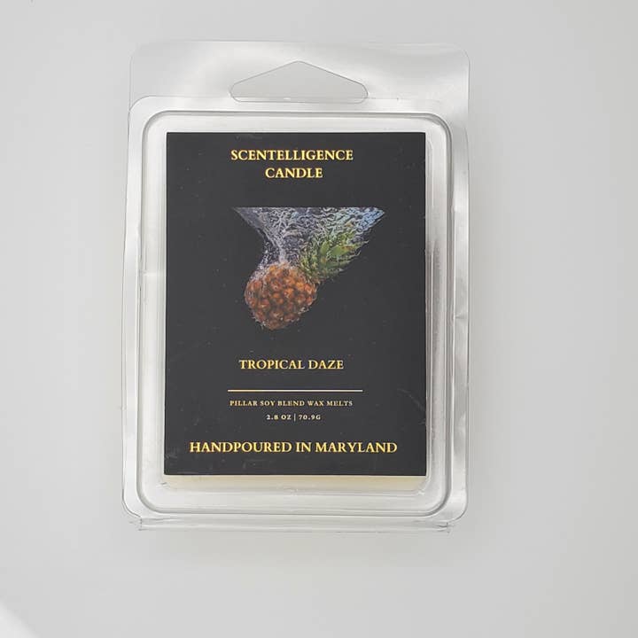 Tropical Daze Wax Melt – Pineapple, Sage & Green Leaves Scent | 2oz Pillar Soy Blend for wholesale by Scentelligence Candle