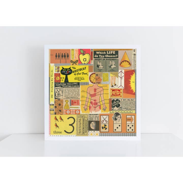 Collage Art Print // Yellow // Unframed for wholesale by Meow Kapow