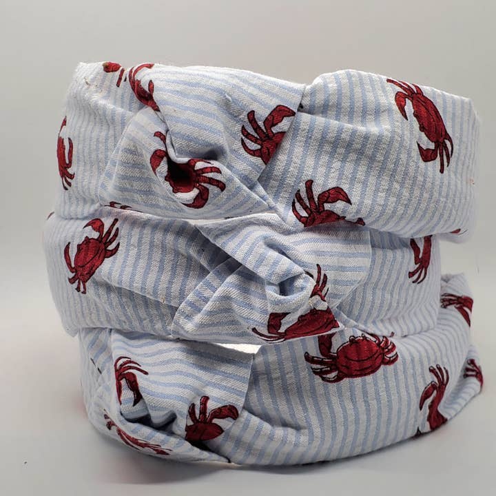 Maggie G - Vendita all'ingrosso Fascia per capelli - Donna - Cerchietto annodato a forma di granchio Cerchietti fatti a mano con frutti di mare
1