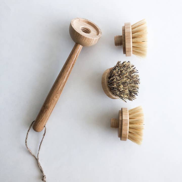 Smile Boutiques - Wholesale Cleaning Brush - Natural Bamboo Sisal Dish Brush With Replaceable Head