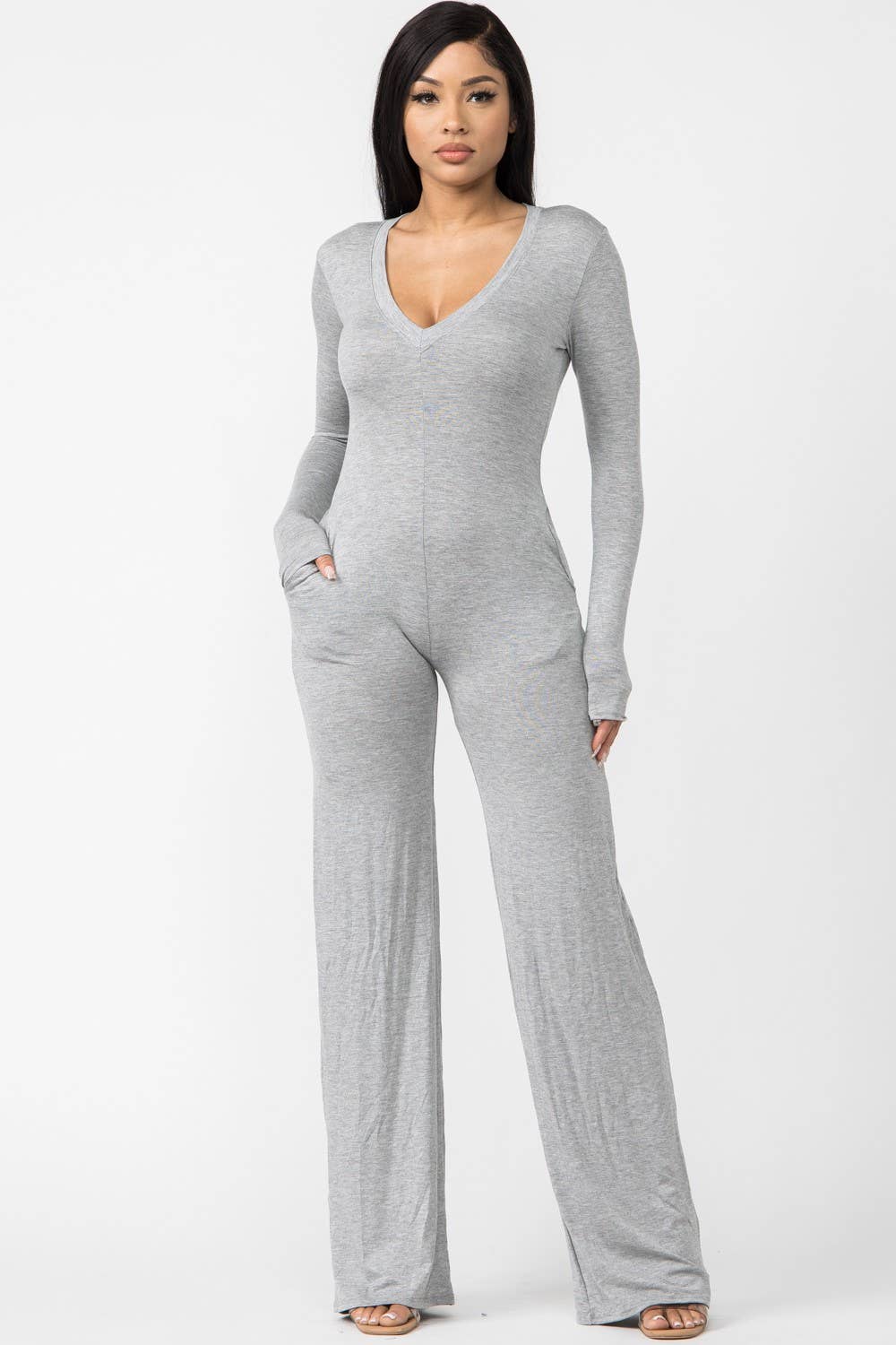 Boswell - Wholesale Jumpsuit - Women's - Bellbottom Jumpsuit With Side Pockets2