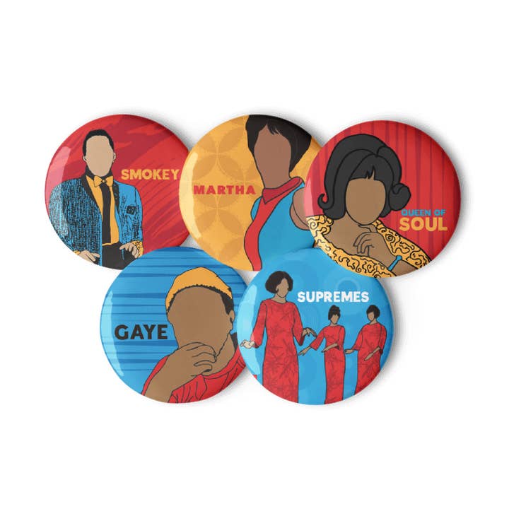 Detroit Soul Music Singer Pins for wholesale by Creative Hina Design