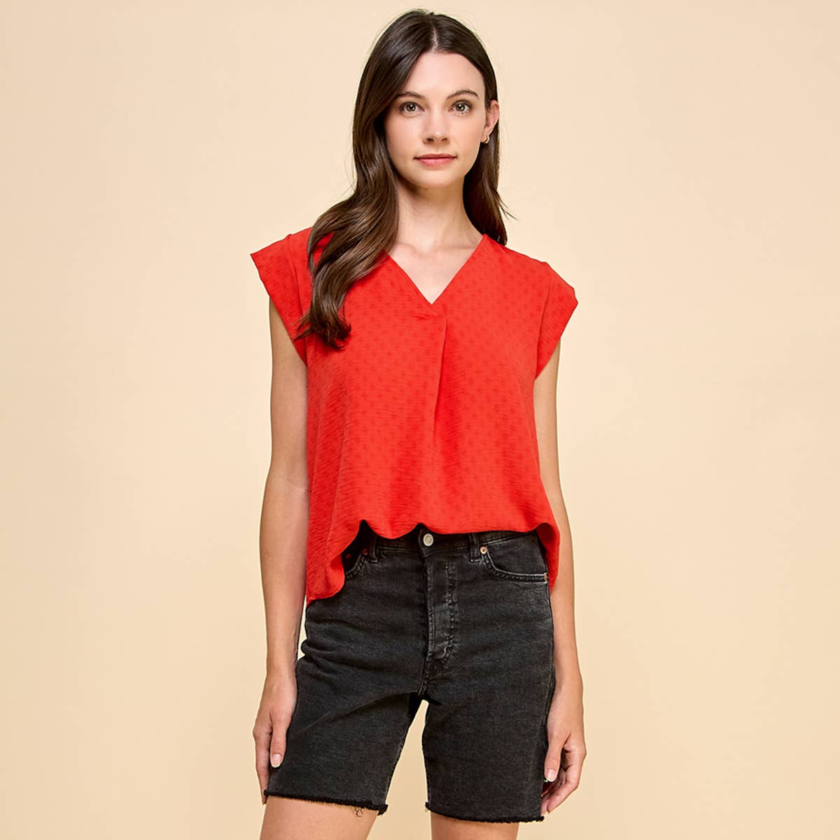 Les Amis - Vendita all'ingrosso Camicetta - Donna - Top con scollo a V testurizzato solido7