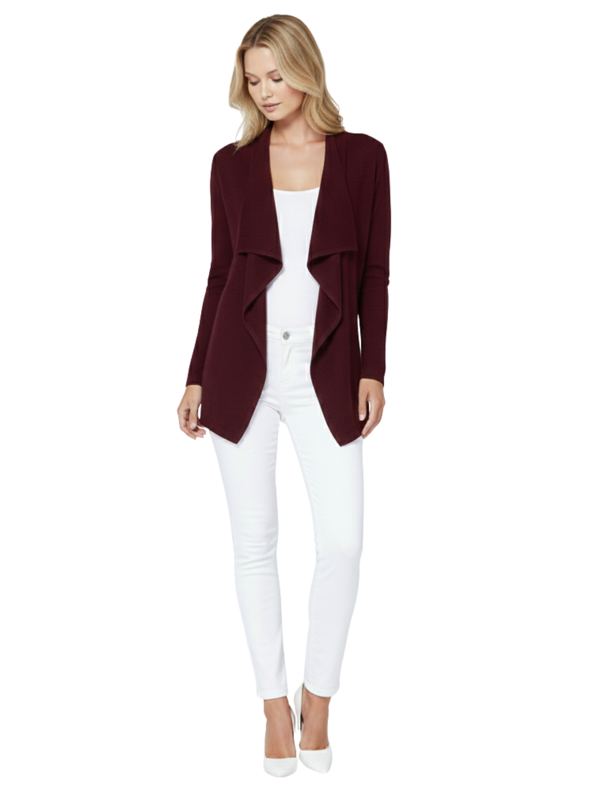 Mak - Wholesale Cardigan - Women's - Long Sleeve Open Front Draped Sweater Cardigan MK82185