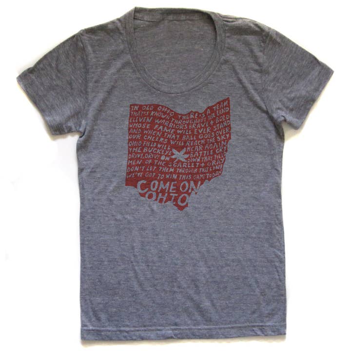 Allez Ohio (OSU Buckeyes) : T-shirt femme ou col en V pour la vente par Megan Lee Designs