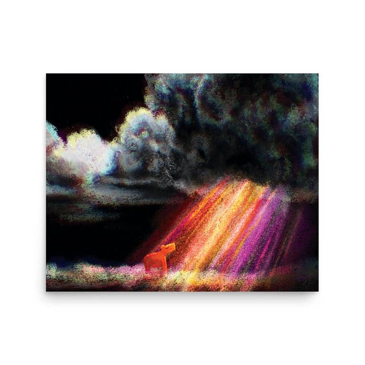 Capybara and the Storm Painting | Hopeful Fine Art Print for wholesale by JoyousJoyfulJoyness