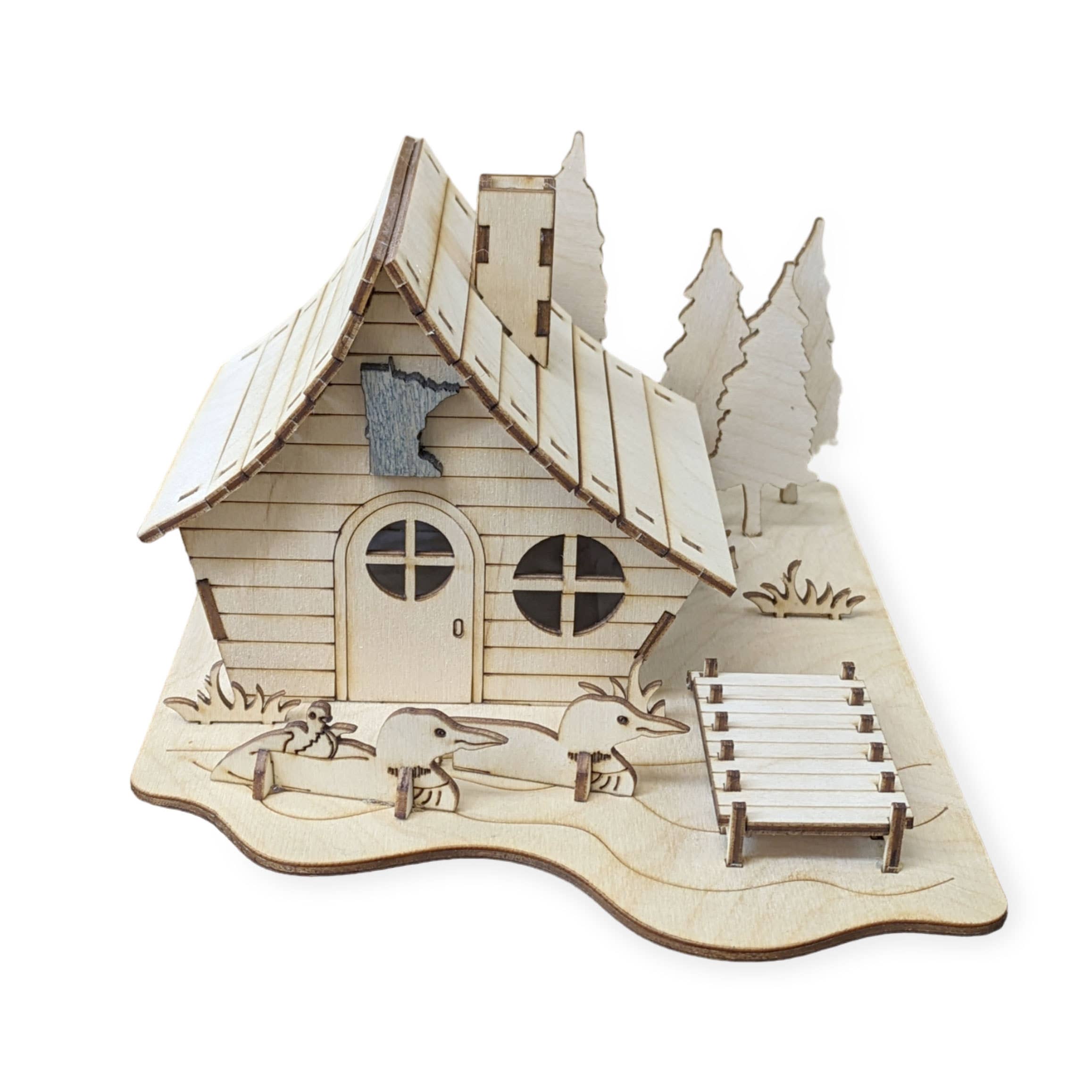 Woodsy Creative Co. - Wholesale DIY Craft Kit - Paintable 3D Cabin Scene DIY kit1