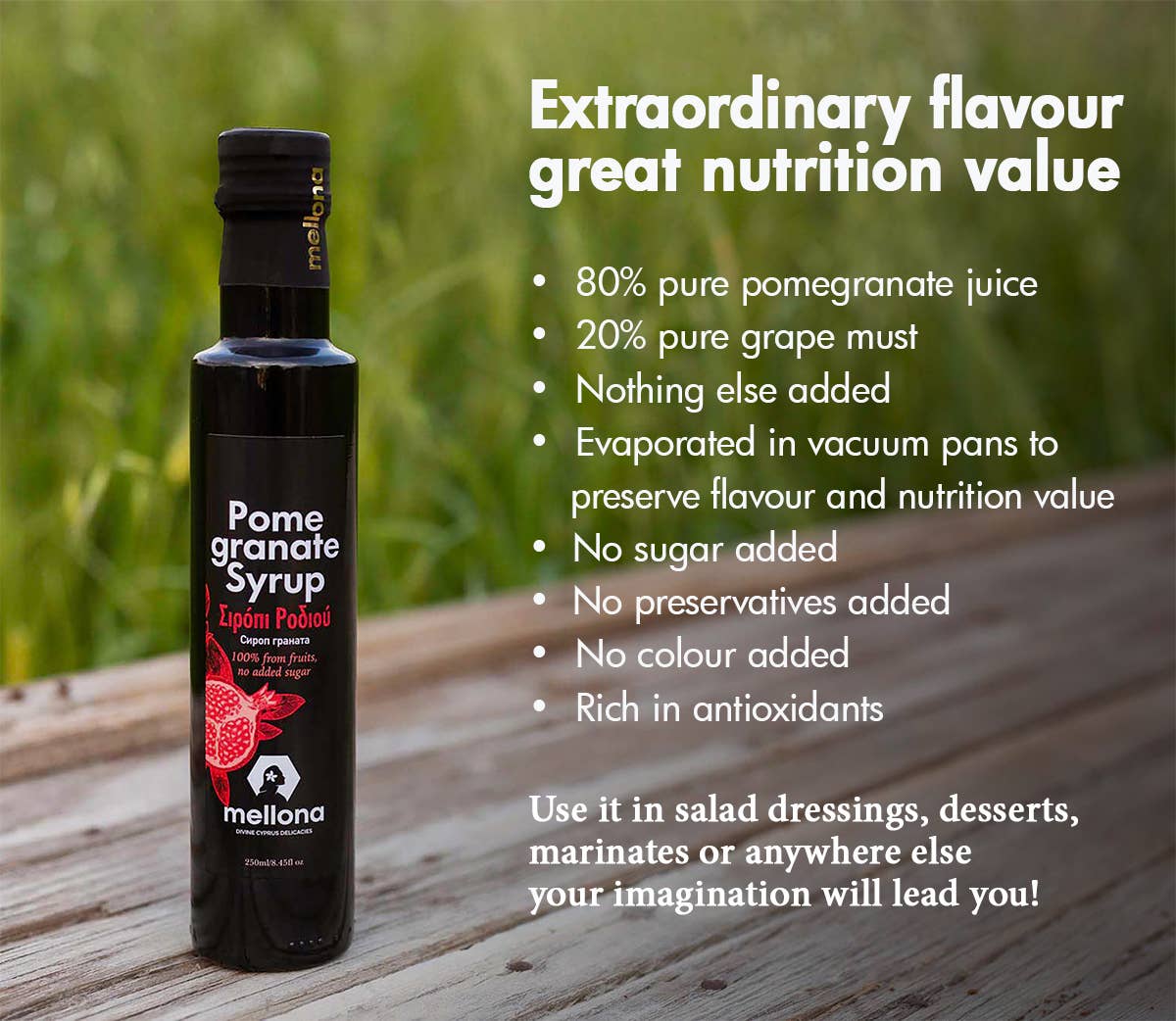 Mellona - Wholesale Flavored Syrup - 100% Pure Natural Pomegranate Syrup1