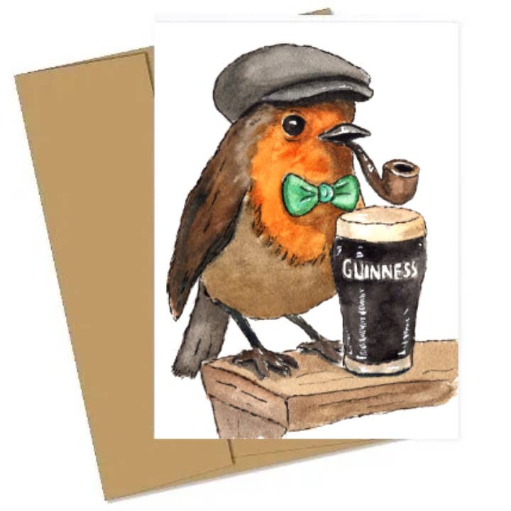 El distinguido petirrojo - Tarjeta de felicitación/Hecho a mano para venta al por mayor de Johnnerdraws