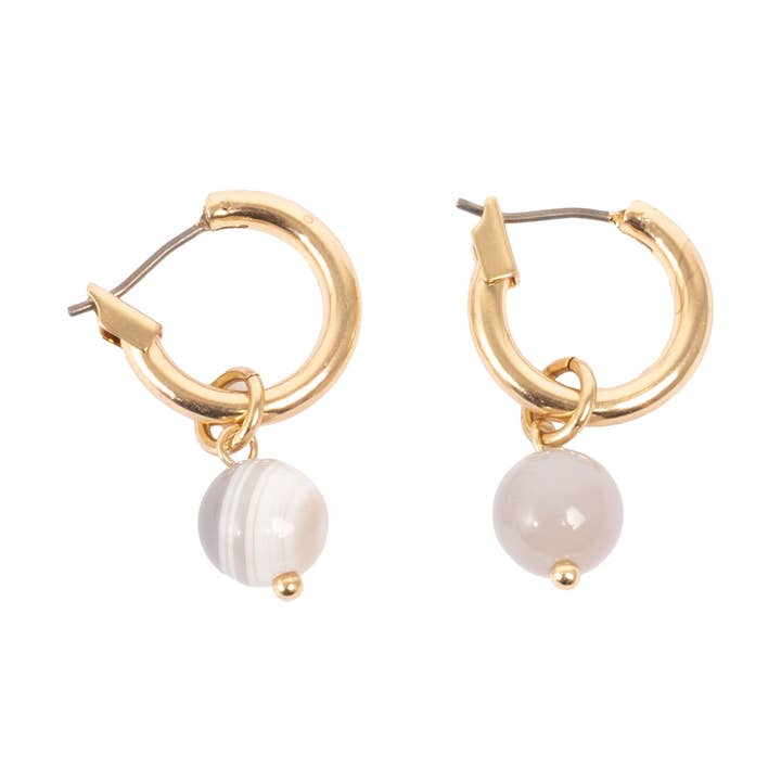 Sandy beach white agate dangle earrings for wholesale by A&C Oslo