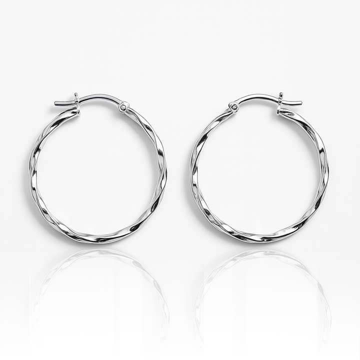 Sterling Silver Twisted Hoop Earrings for wholesale by De Mexico