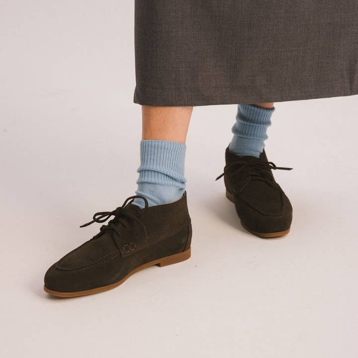 brown Tessa Flats, dark chocolate velvet for wholesale on Faire1