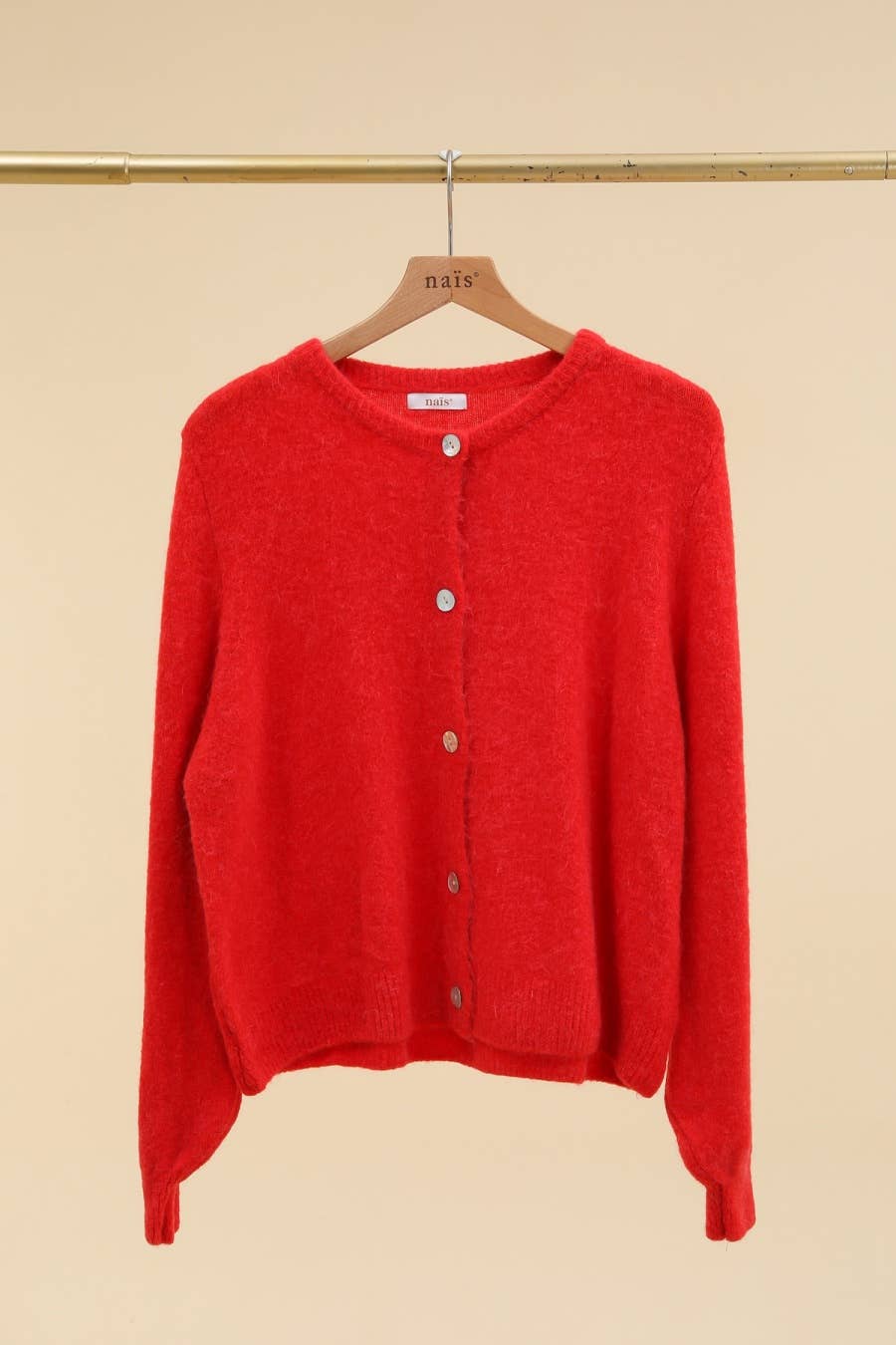 NAÏS PARIS - Wholesale Cardigan - Women's - SUPER FINE ALPACA SHORT BUTTON CREW NECK CARDIGAN12