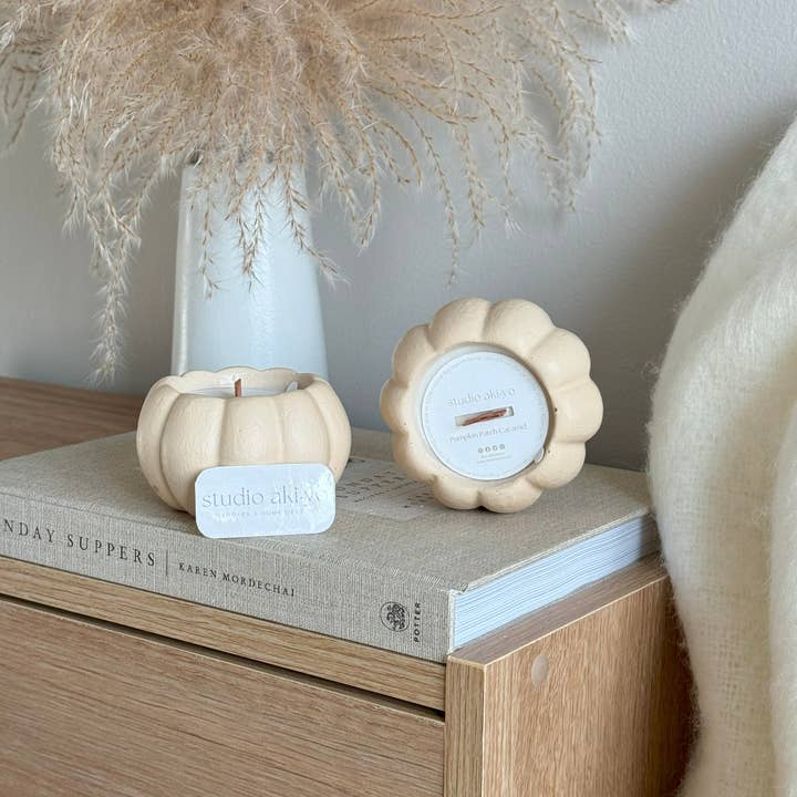 Pumpkin Patch Caramel Soy Wax Candle | Cozy Fall Autumn Home for wholesale by Studio Akiyo