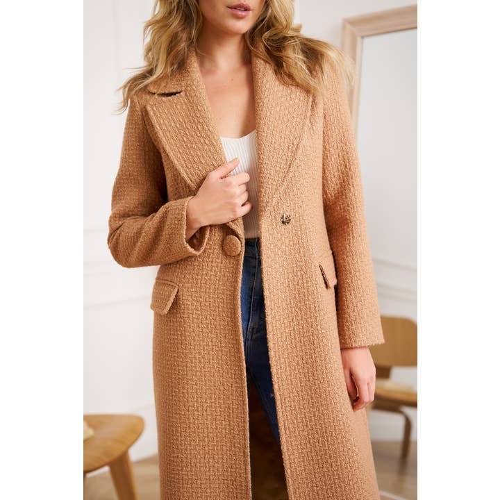 Attentif Paris - Wholesale Jas - Dames - Lang getailleerde jas met wol