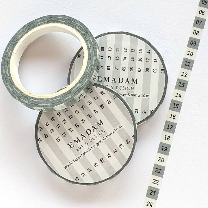 Washi tape - numbers, grey, fits into 5 mm dot grid for wholesale by Emadam - Art & Design