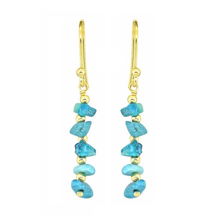 Gold Plated Silver Turquoise Cascade Drop Earrings for wholesale by Tiramisu