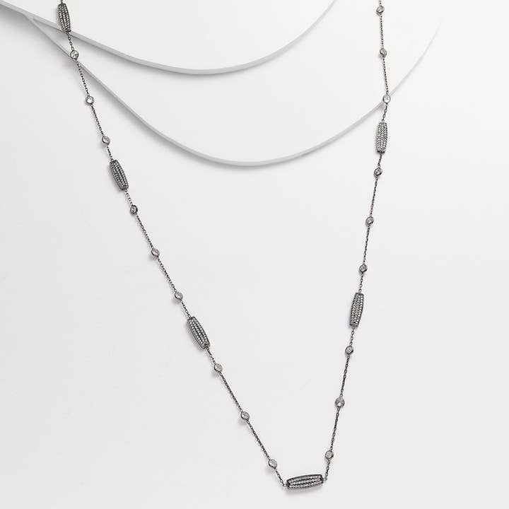 Kosa Jewels - Wholesale Link & Chain Necklace - CHLOE Diamond by the yard with pavé blocks necklace2