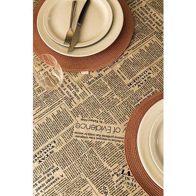 Casa Mia - Wholesale Tablecloth - Printed Tablecloth Newspaper Style Design