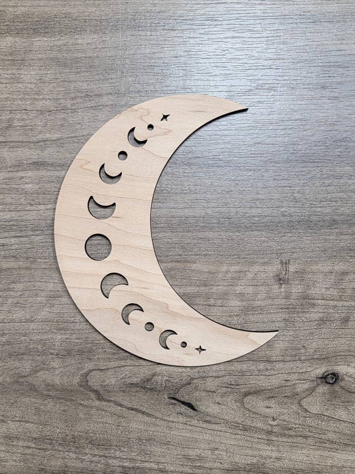 Moon Wood Cutout Shape, Unfinished Blank for Boho Home Decor for wholesale by KobasicCreations