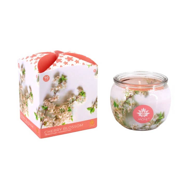 SferaNatura by INCI SRL - Wholesale Pot/gevulde kaars - ARÔME 90 g geurkaars in glas met kersbloesemgeur en doos0