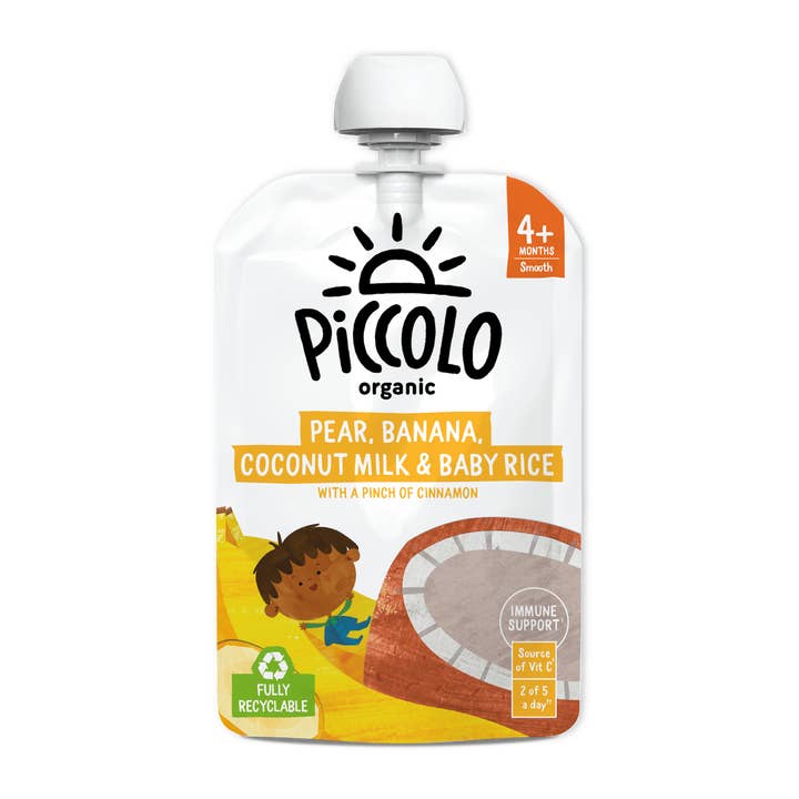 Piccolo Foods - Wholesale Baby Food - Piccolo Organic Pear, Banana, Coconut Milk & Baby Rice 4m+