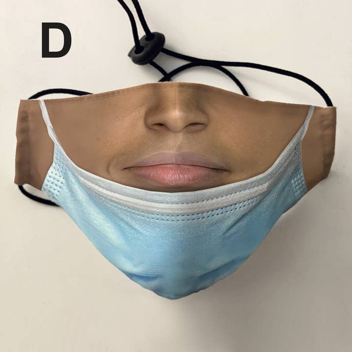 Wearing Mask On Bottom of Chin Illusion (Multiple Skin Tones & Features) for wholesale by Maskalike