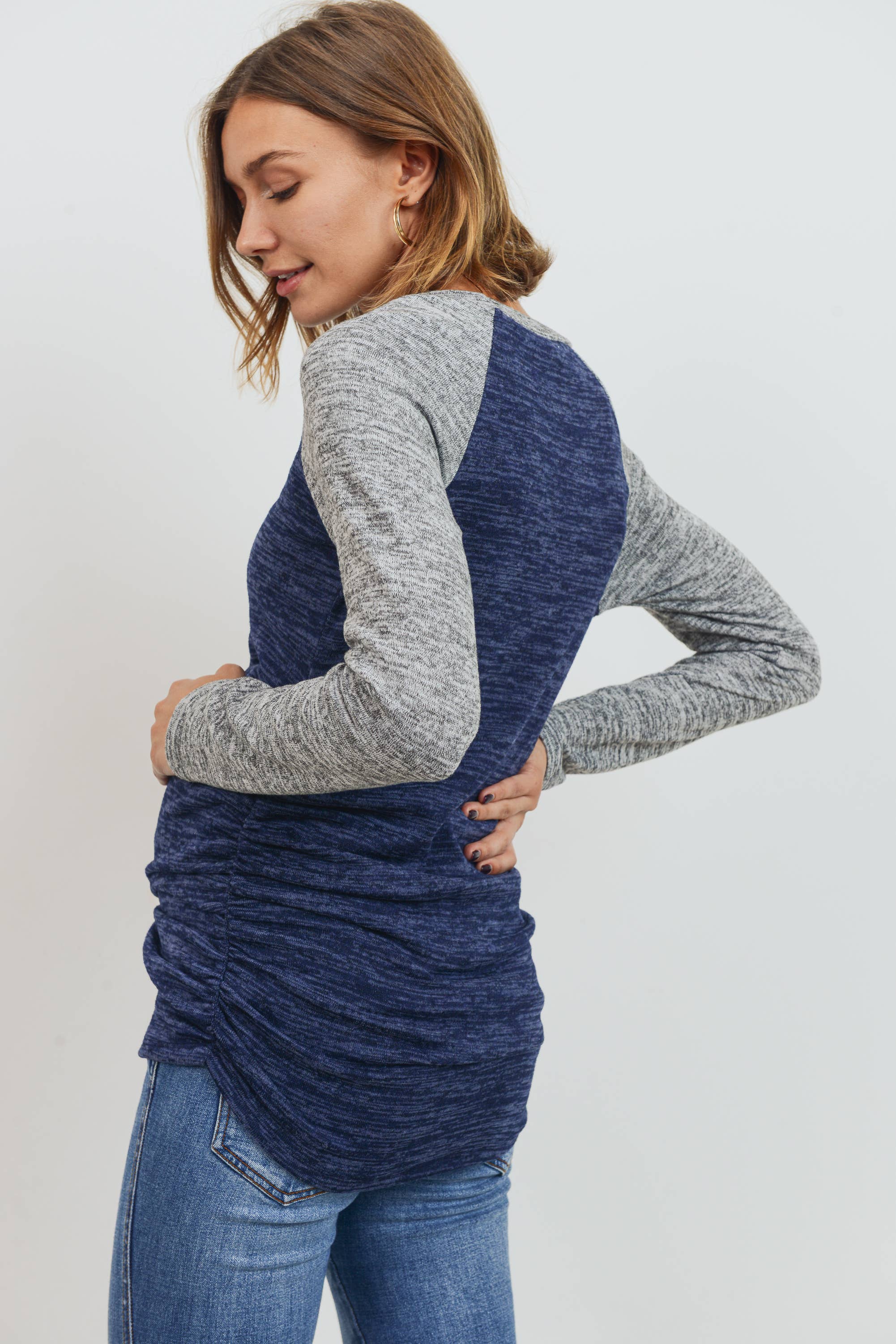 Hello Miz - Venta al por mayor Camiseta corta - Jersey color block jersey tejido maternidad16