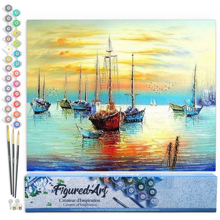 Paint by numbers Sailboats at the Port - Rolled canvas for wholesale by Figured'Art (UK)