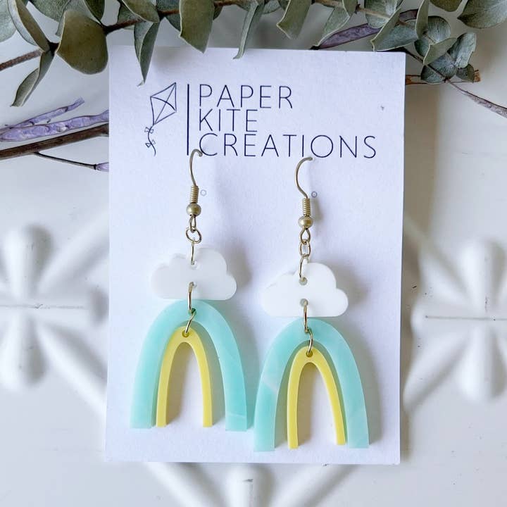 Rainbow Dangle with Cloud Accent for wholesale by Paper Kite Creations