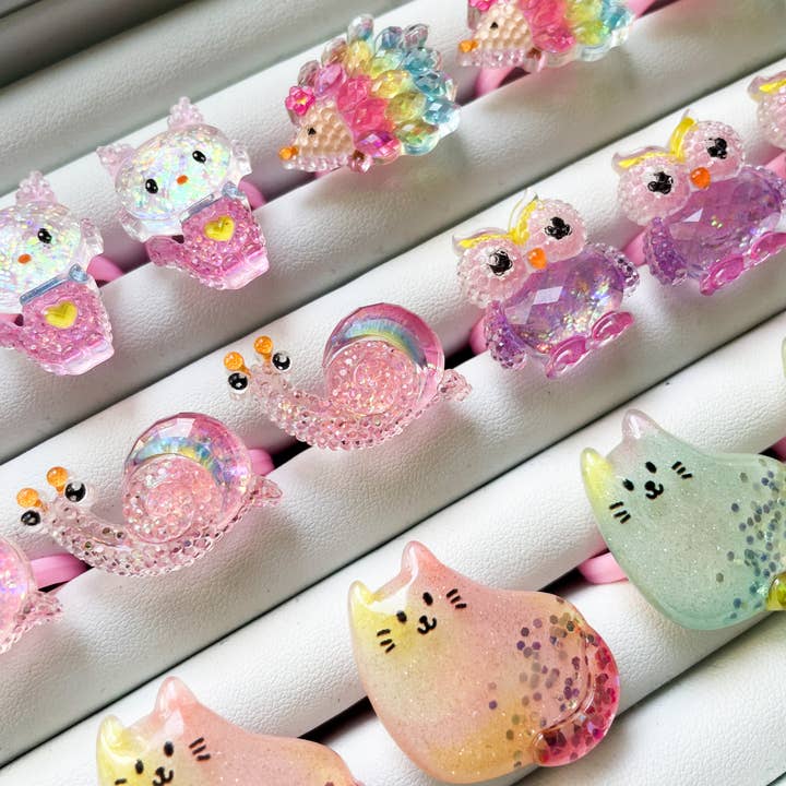 Kinder Ringe - Glitzer Kreaturen für den Großhandel von Shantiques Mini Creations