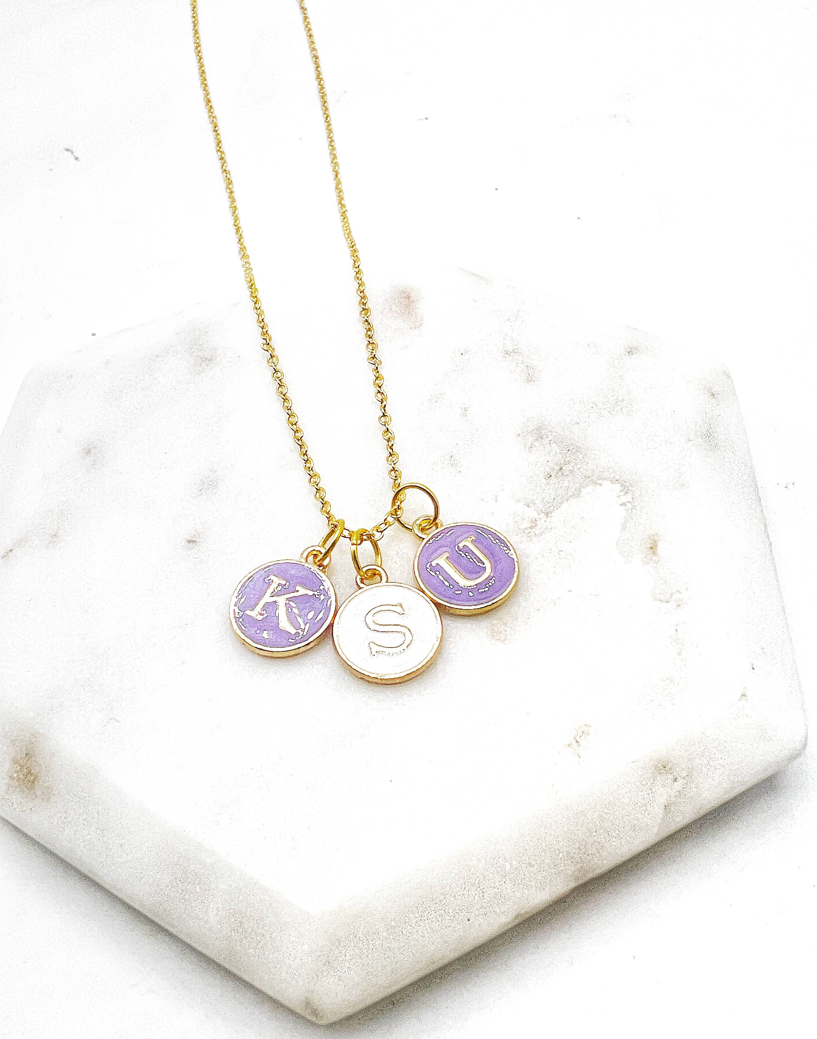 Baubles by B - Wholesale Pendant/Charm Necklace - Purple White KSU Kansas State University Charm Necklace Cats12