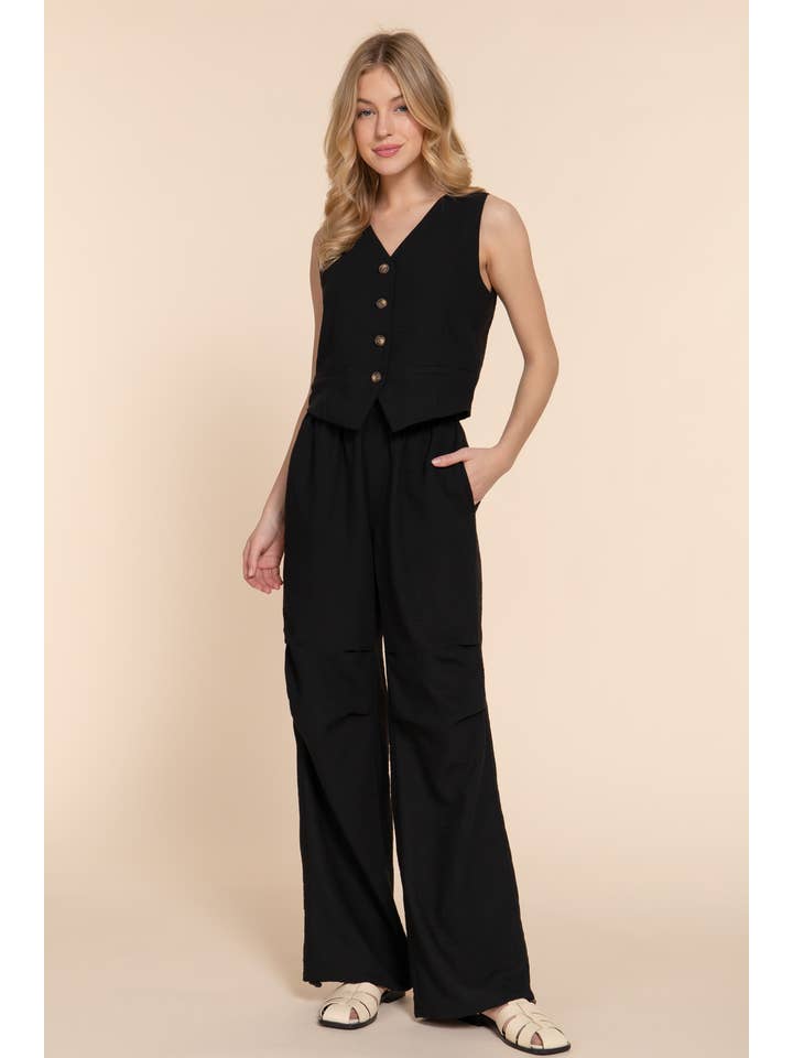 Active Basic | Active USA – wholesale Kostymväst – Dam – V-ringad väst med knäppning fram i linneeffekt3