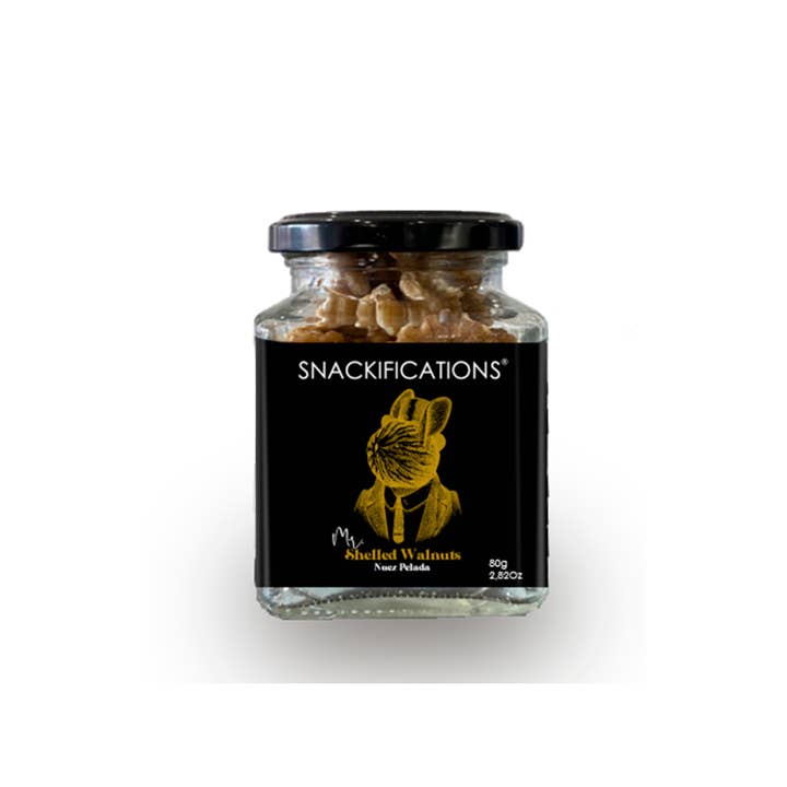 Shelled Wallnuts 80g glass jar for wholesale by Snackifications