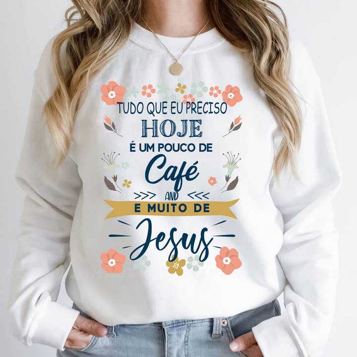 Latin Christian Coffee And Jesus Sweatshirt for wholesale by EagleAceApparel
