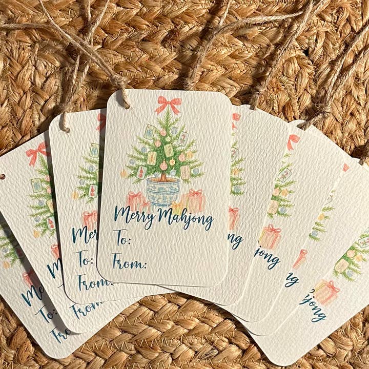 Mahjong Akvarel Print Kunst Jule Håndlavet Gavesæt for engroshandel hos by BellaBlue
