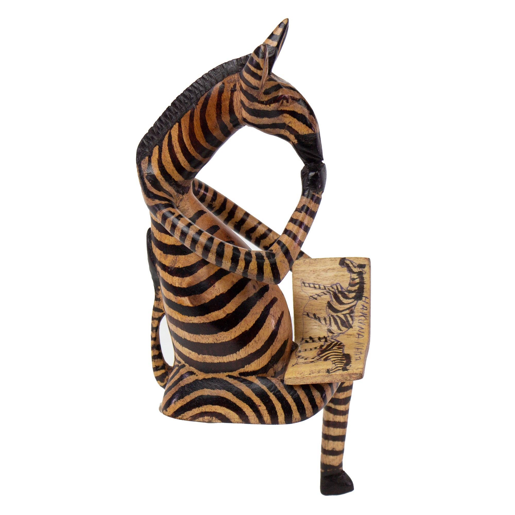 Global Crafts - Wholesale Sculpture - Thinking Zebra Carved Wood Sculpture Shelf Decor8