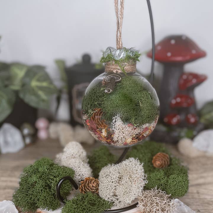 Moondust and Raven - Wholesale Decorative Tabletop Object - Forest Witch Ball, Witchy Decor, Cottagecore Mushroom Decor