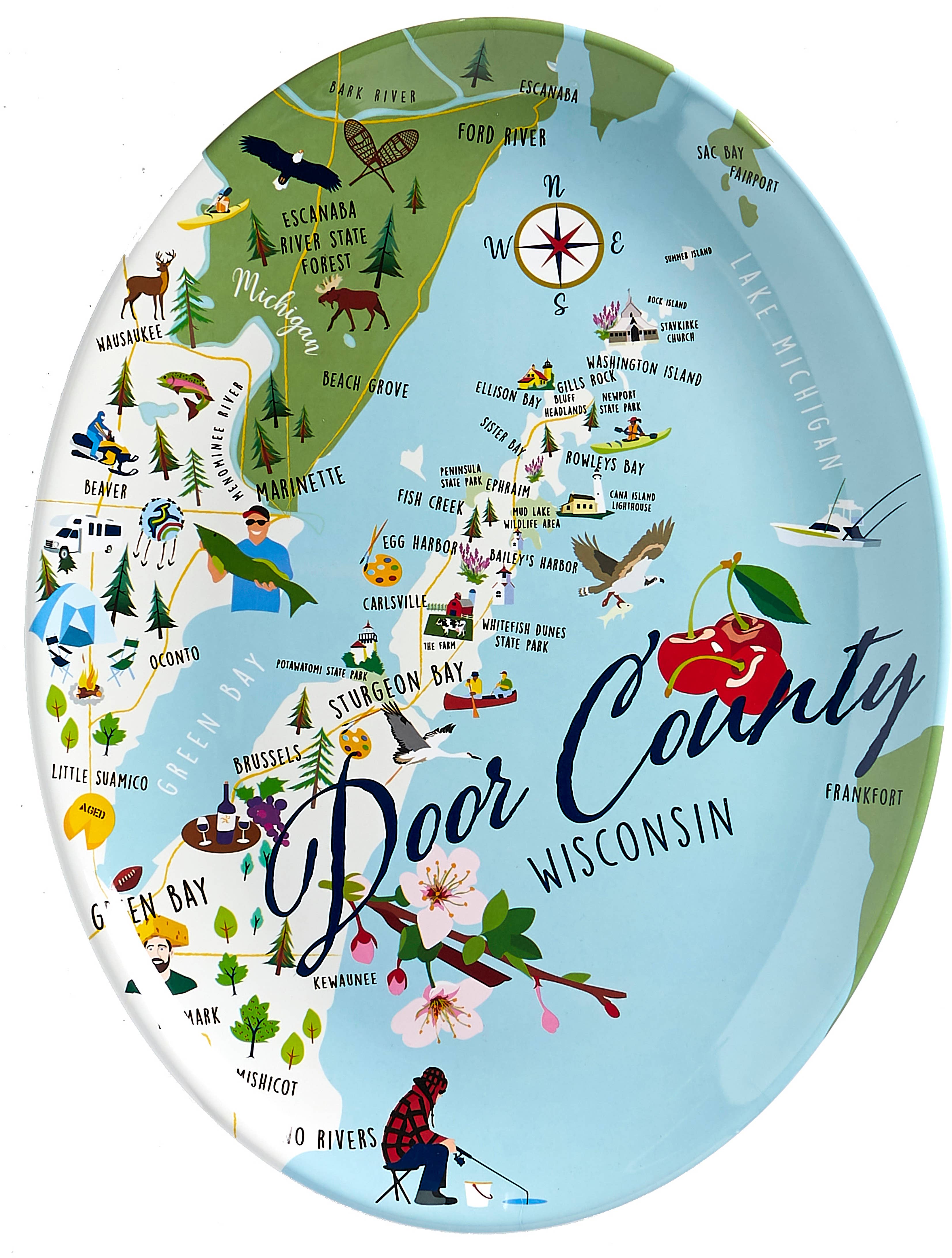 Door County 16" Melamine Platter for wholesale by Galleyware