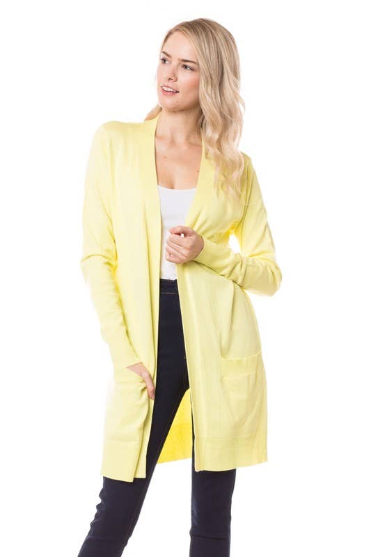 Newself Collection - Vente Cardigan – femme - Cardigan long léger ouvert sur le devant avec poches7