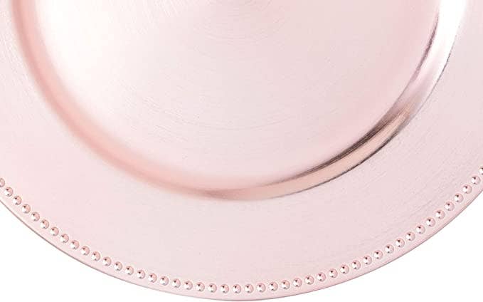 Portofino International Trading, USA - Wholesale Charger Plate - Beaded Edge Plastic Charger Plate 13" - Blush1