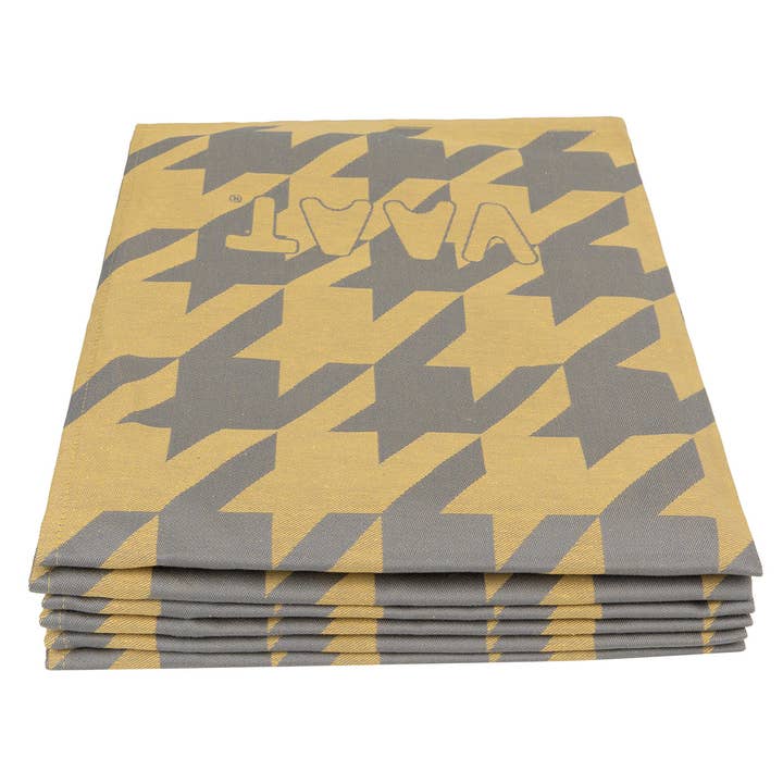 Toalhas de cozinha I love pied-de-poule - amarelo / cinza - 50 x 70 cm (6 unidades) por atacado de VAAT